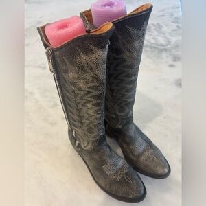 Old Gringo Distressed Black Western Zip Boots Size 7